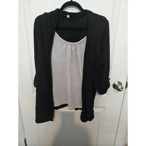 Black white notation cardigan  Large